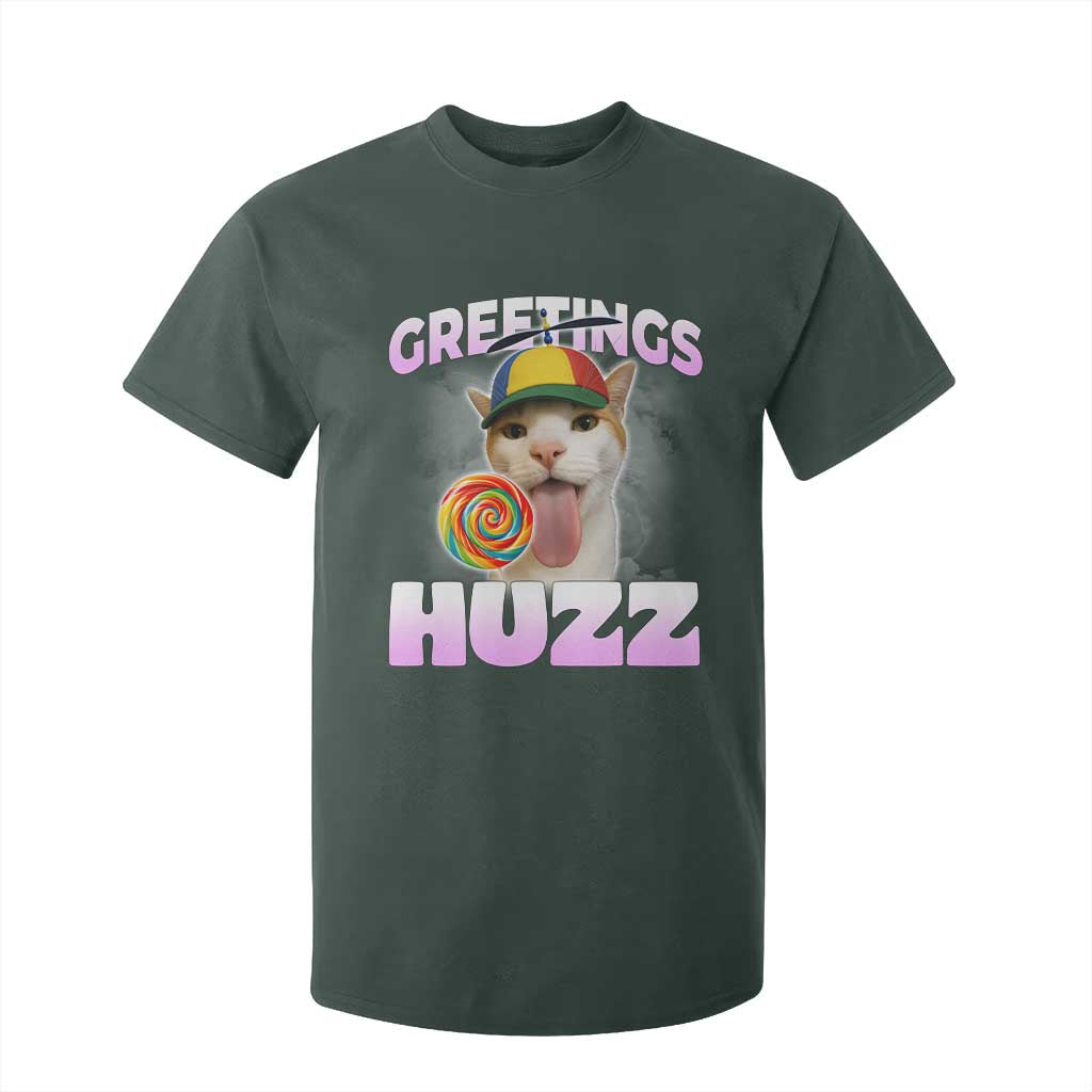 Funny Cat Meme T Shirt For Kid Greetings Huzz TS14 Dark Forest Green Print Your Wear