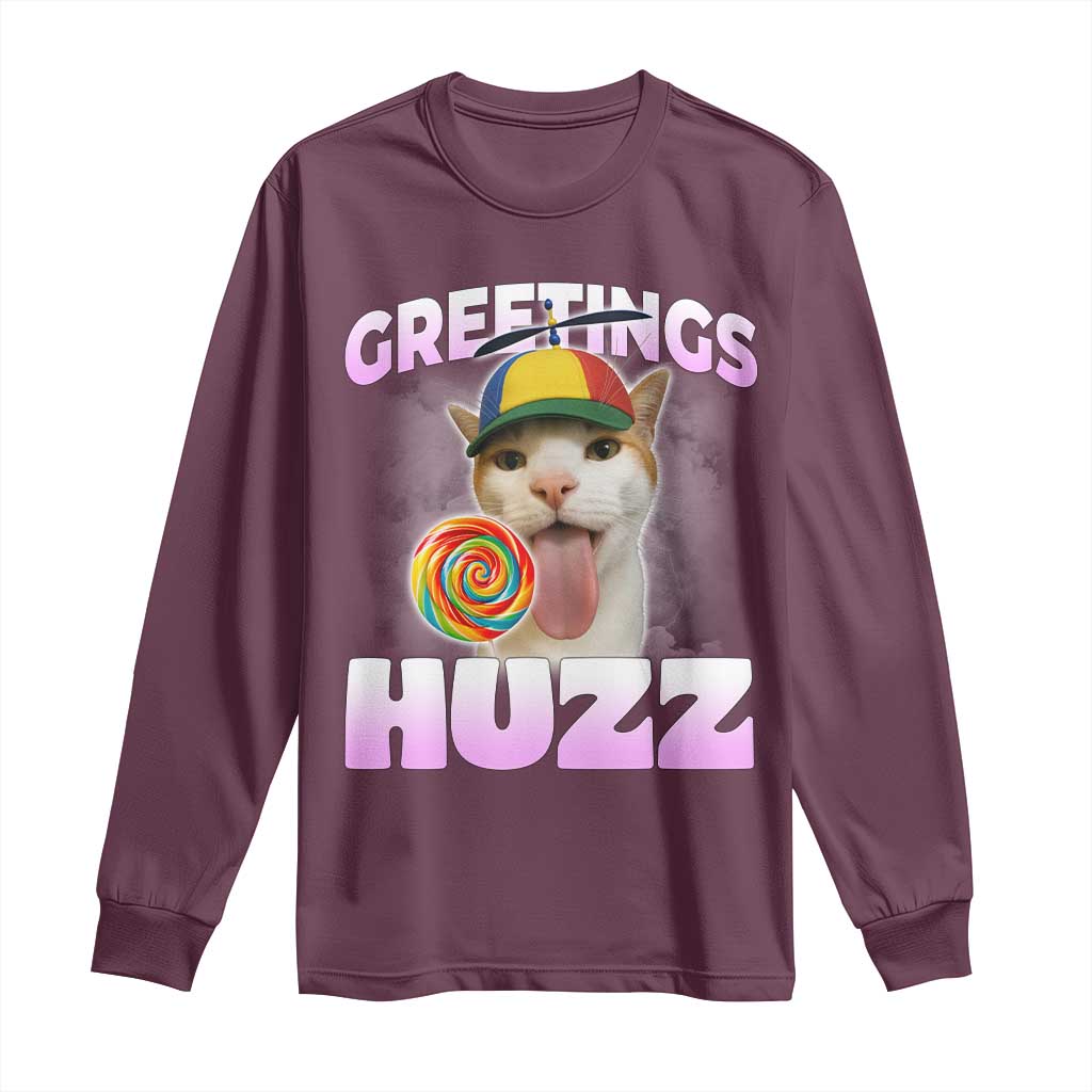 Funny Cat Meme Long Sleeve Shirt Greetings Huzz TS14 Maroon Print Your Wear
