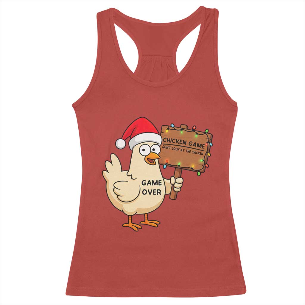 Chicken Game Christmas Racerback Tank Top Funny Do Not Look At The Chicken TS14 Red Print Your Wear
