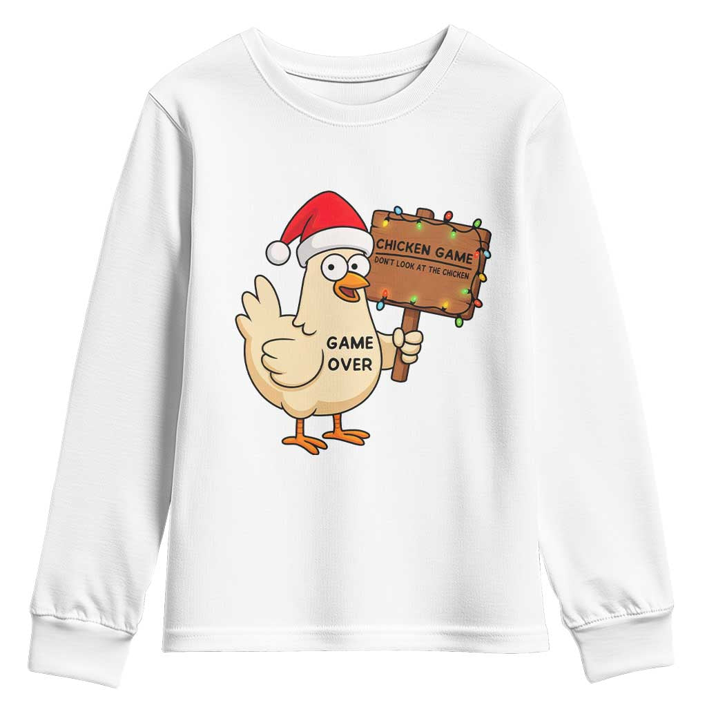 Chicken Game Christmas Youth Sweatshirt Funny Do Not Look At The Chicken TS14 White Print Your Wear
