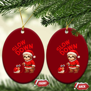 Funny Sloth Snail Christmas Ceramic Ornament Slow Down Xmas TS14 Print Your Wear