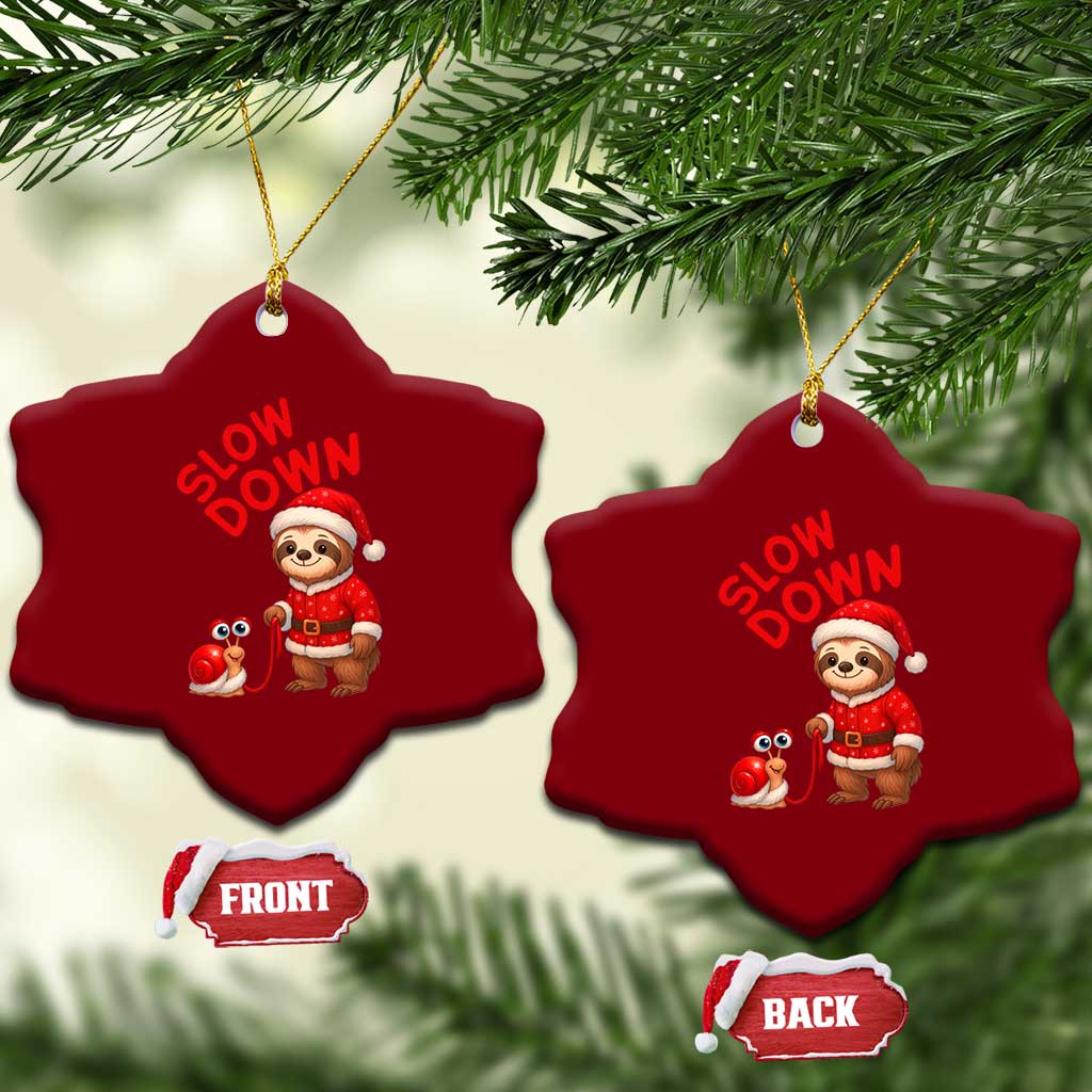 Funny Sloth Snail Christmas Ceramic Ornament Slow Down Xmas TS14 Print Your Wear
