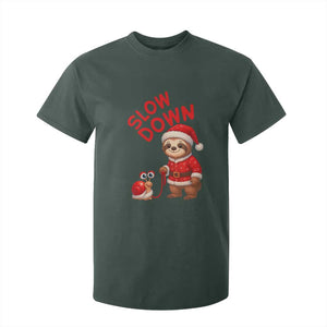Funny Sloth Snail Christmas T Shirt For Kid Slow Down Xmas TS14 Dark Forest Green Print Your Wear