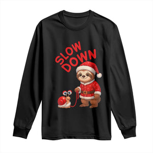 Funny Sloth Snail Christmas Long Sleeve Shirt Slow Down Xmas TS14 Black Print Your Wear