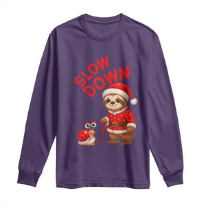 Funny Sloth Snail Christmas Long Sleeve Shirt Slow Down Xmas TS14 Purple Print Your Wear