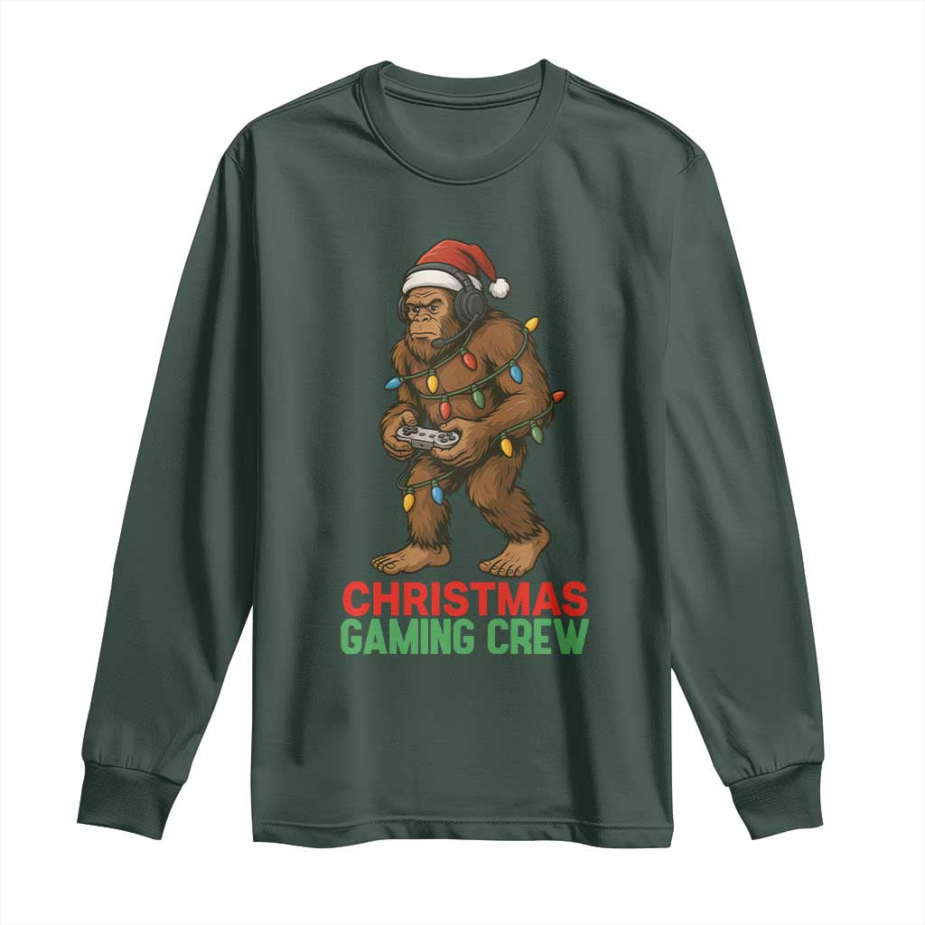 Funny Bigfoot Gamer Christmas Long Sleeve Shirt TS14 Dark Forest Green Print Your Wear