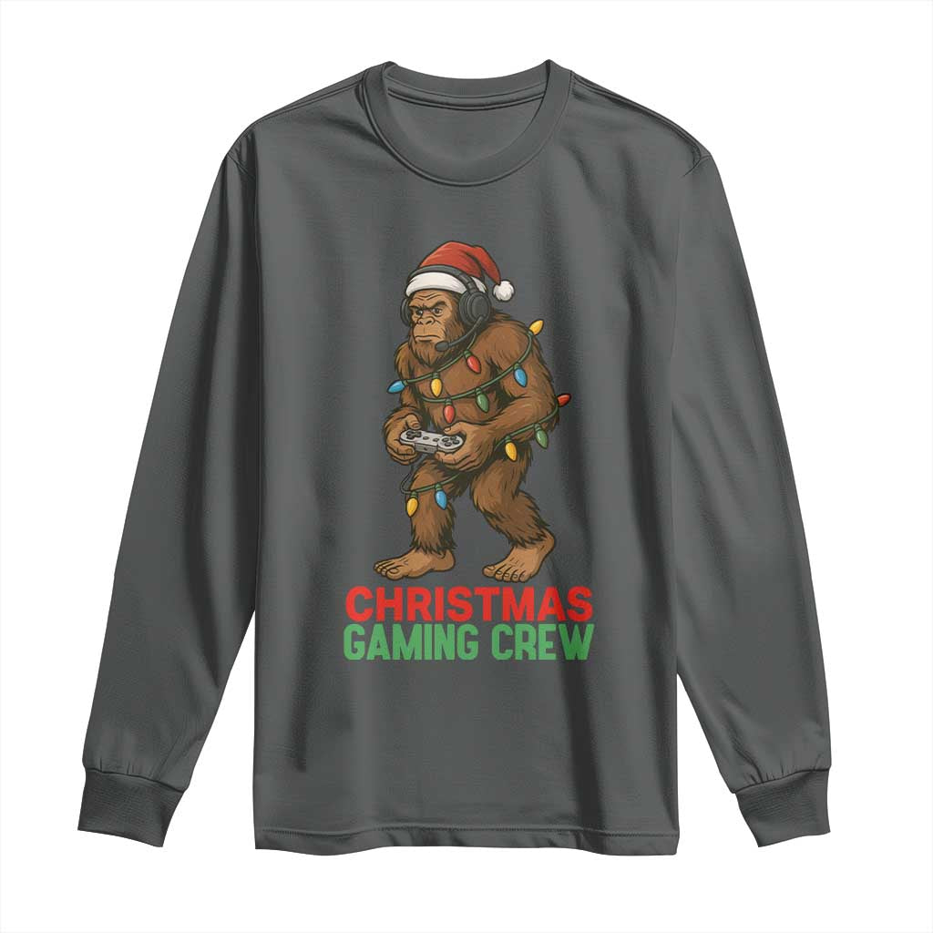 Funny Bigfoot Gamer Christmas Long Sleeve Shirt TS14 Dark Heather Print Your Wear