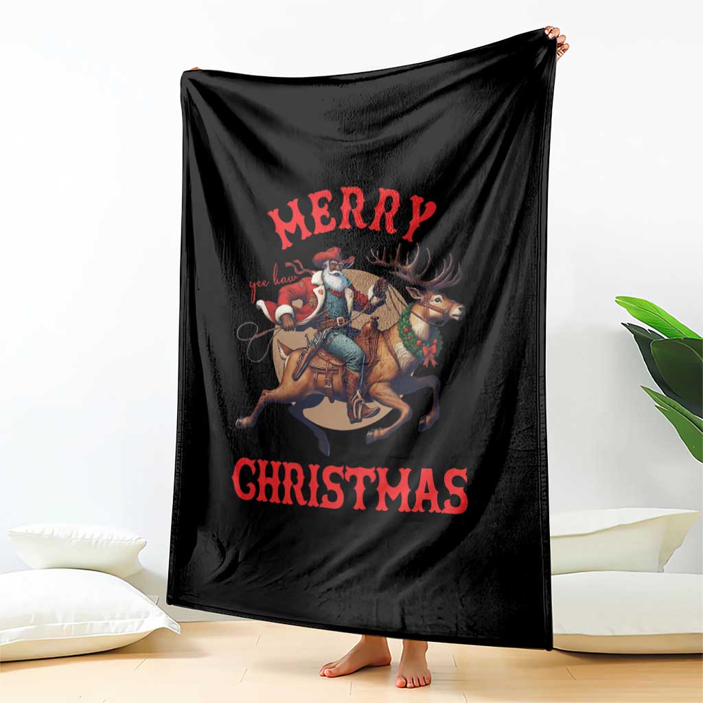 Black Santa Claus Throw Blanket African American Cowboy Christmas TS14 Print Your Wear