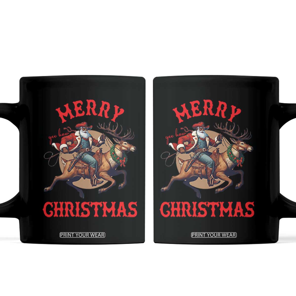Black Santa Claus Coffee Mug African American Cowboy Christmas TS14 Black Print Your Wear