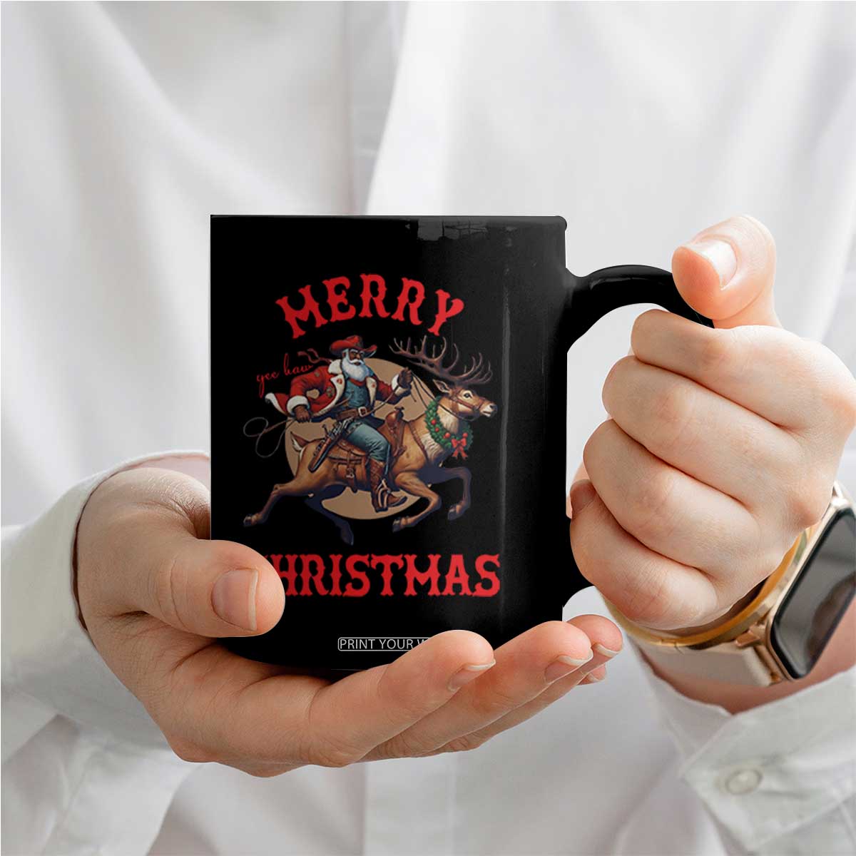 Black Santa Claus Coffee Mug African American Cowboy Christmas TS14 Print Your Wear