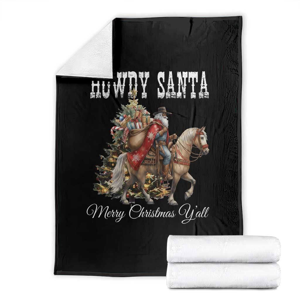 Black Santa Christmas Throw Blanket African American Western Cowboy TS14 Black Print Your Wear