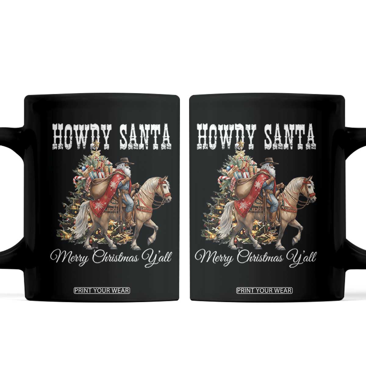 Black Santa Christmas Coffee Mug African American Western Cowboy TS14 Black Print Your Wear