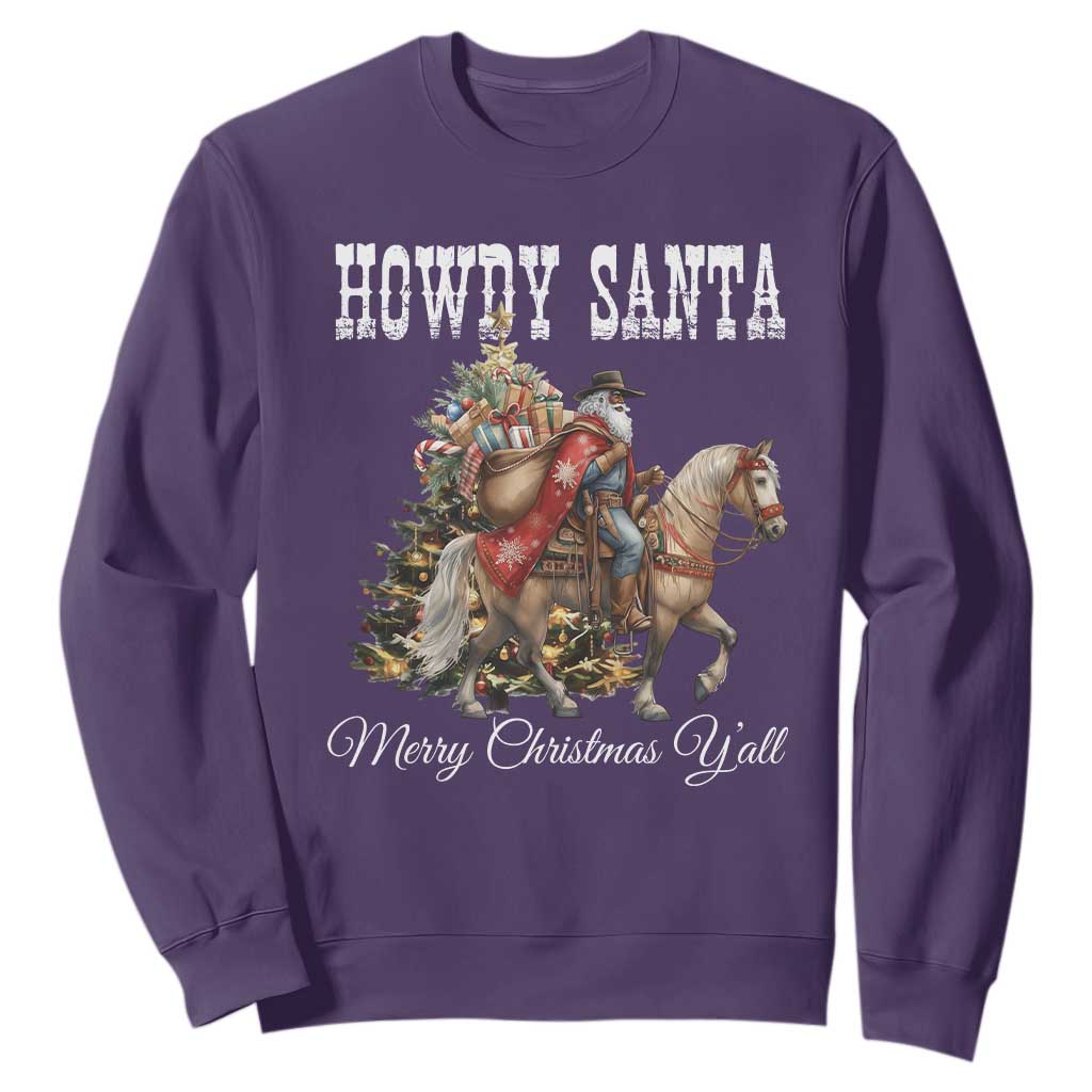 Black Santa Christmas Sweatshirt African American Western Cowboy TS14 Purple Print Your Wear