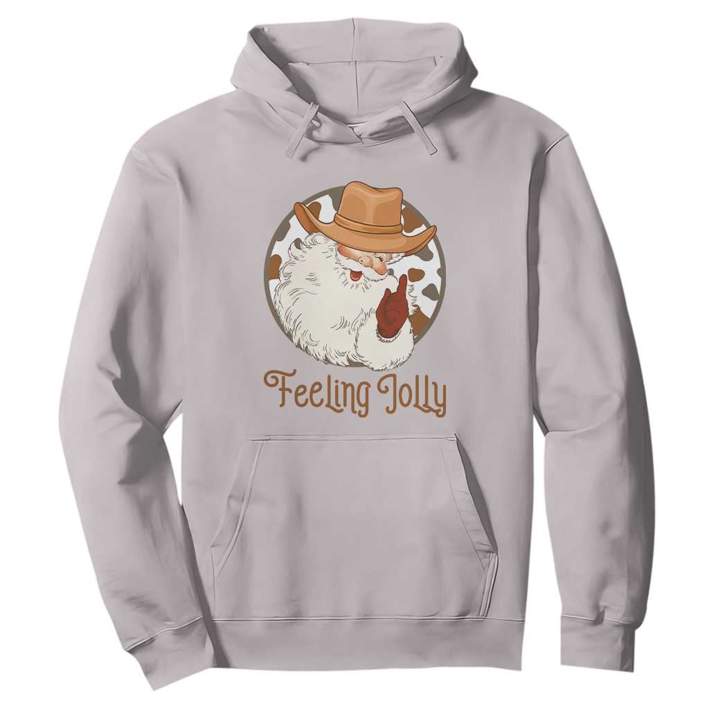 Black Cowboy Santa Christmas Hoodie Feeling Jolly TS14 Ice Gray Print Your Wear