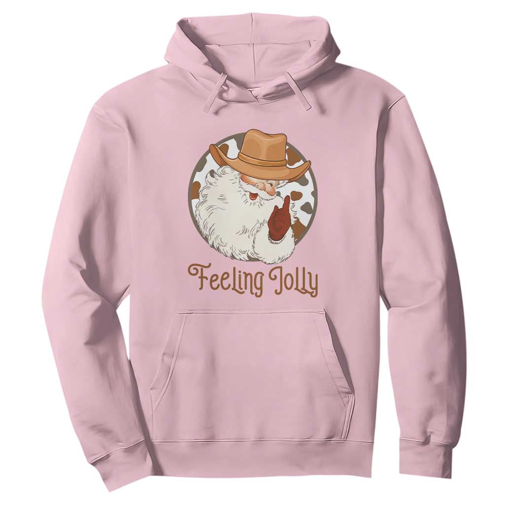 Black Cowboy Santa Christmas Hoodie Feeling Jolly TS14 Light Pink Print Your Wear