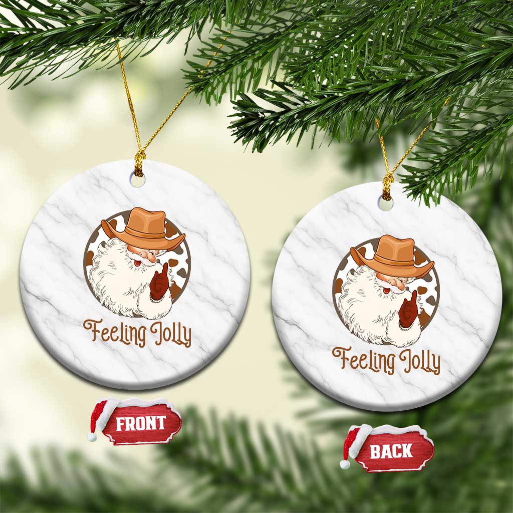 Black Cowboy Santa Christmas Ceramic Ornament Feeling Jolly TS14 1pc White Marble Print Your Wear