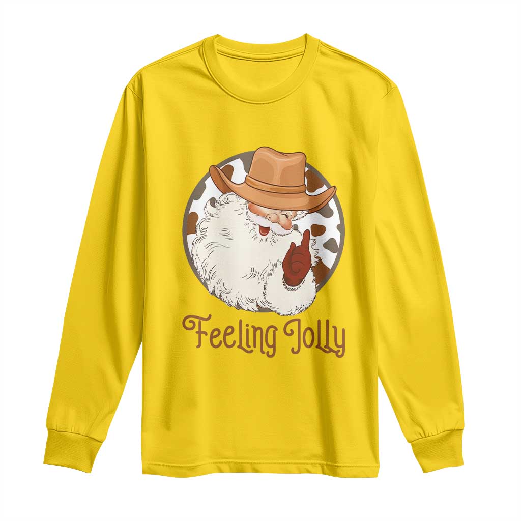 Black Cowboy Santa Christmas Long Sleeve Shirt Feeling Jolly TS14 Daisy Print Your Wear