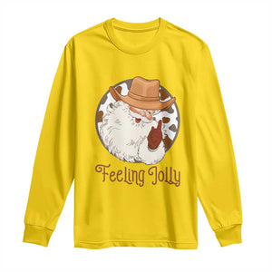 Black Cowboy Santa Christmas Long Sleeve Shirt Feeling Jolly TS14 Daisy Print Your Wear