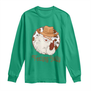Black Cowboy Santa Christmas Long Sleeve Shirt Feeling Jolly TS14 Irish Green Print Your Wear