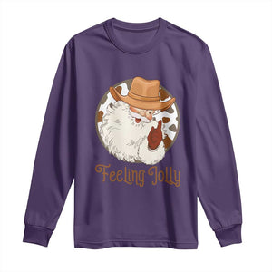 Black Cowboy Santa Christmas Long Sleeve Shirt Feeling Jolly TS14 Purple Print Your Wear