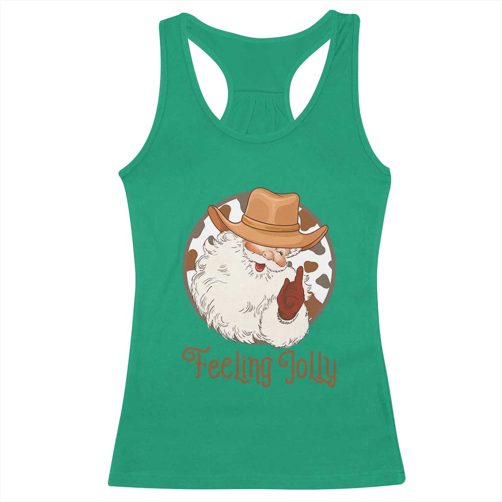 Black Cowboy Santa Christmas Racerback Tank Top Feeling Jolly TS14 Irish Green Print Your Wear