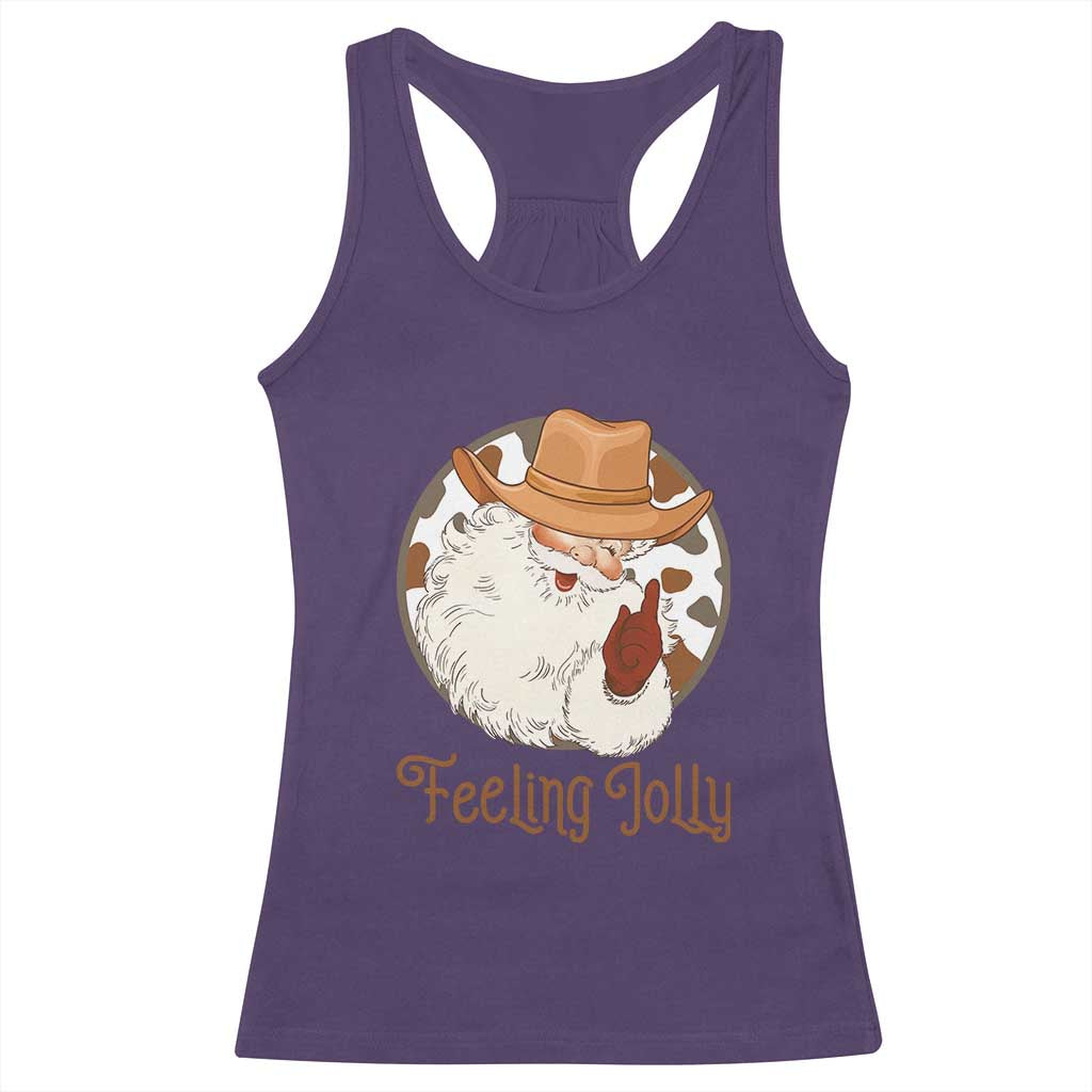 Black Cowboy Santa Christmas Racerback Tank Top Feeling Jolly TS14 Purple Print Your Wear