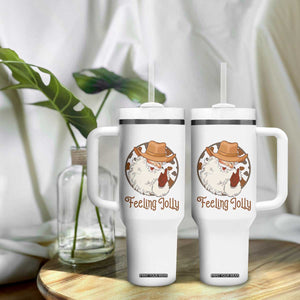 Black Cowboy Santa Christmas Tumbler With Handle Feeling Jolly TS14 Print Your Wear