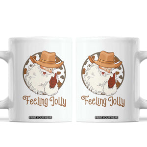 Black Cowboy Santa Christmas Coffee Mug Feeling Jolly TS14 White Print Your Wear