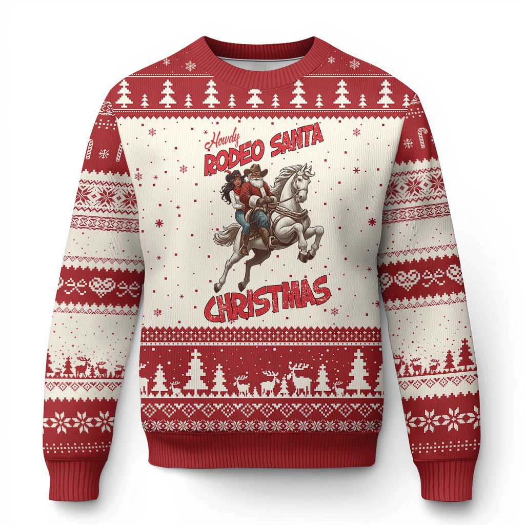 Black Cowboy Santa Xmas Ugly Christmas Sweater African American Western TS14 Beige Red Print Your Wear