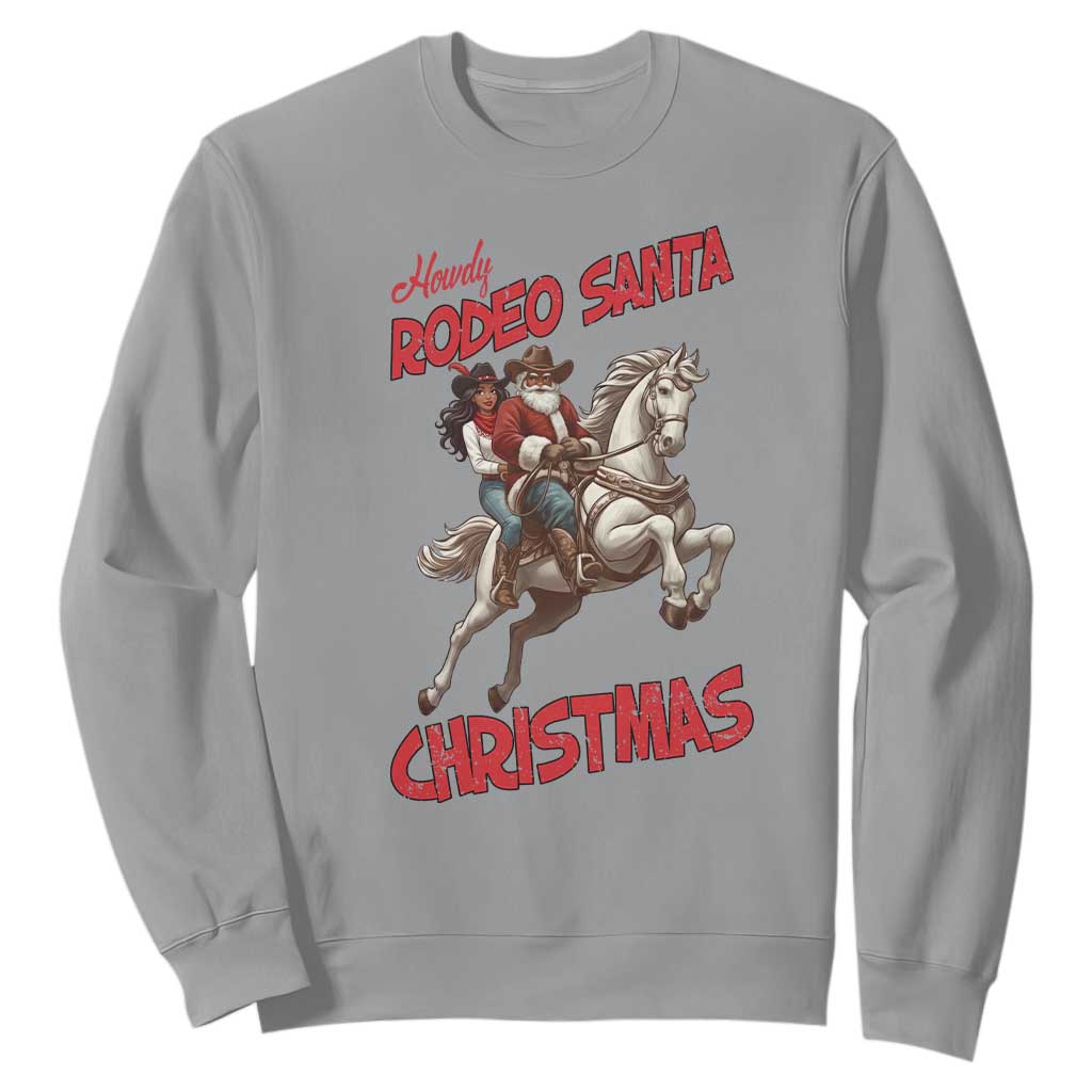 Black Cowboy Santa Christmas Sweatshirt African American Western TS14 Sport Gray Print Your Wear