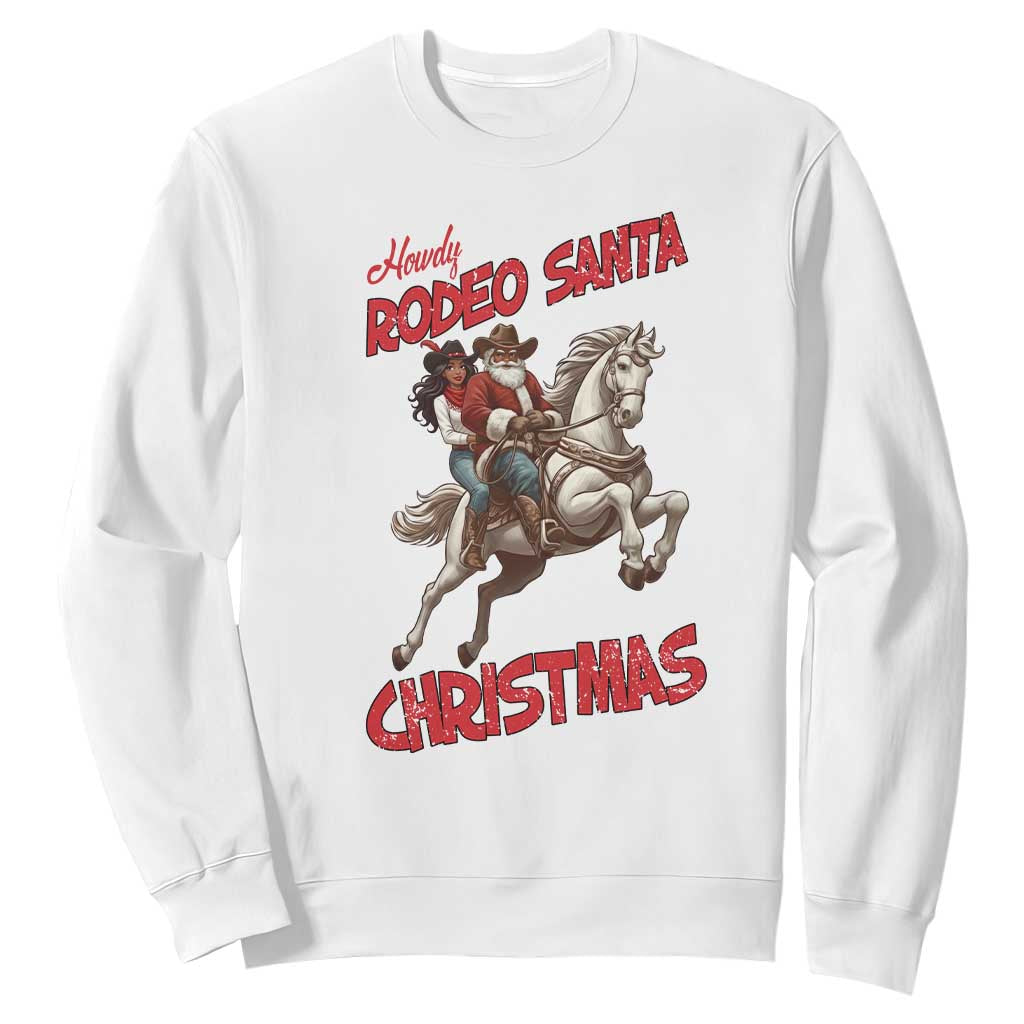 Black Cowboy Santa Christmas Sweatshirt African American Western TS14 White Print Your Wear
