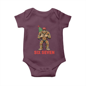 67 Six Seven Baby Onesie Funny Bigfoot Trump Support Christmas TS14 Maroon Print Your Wear