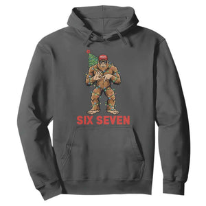 67 Six Seven Hoodie Funny Bigfoot Trump Support Christmas TS14 Dark Heather Print Your Wear