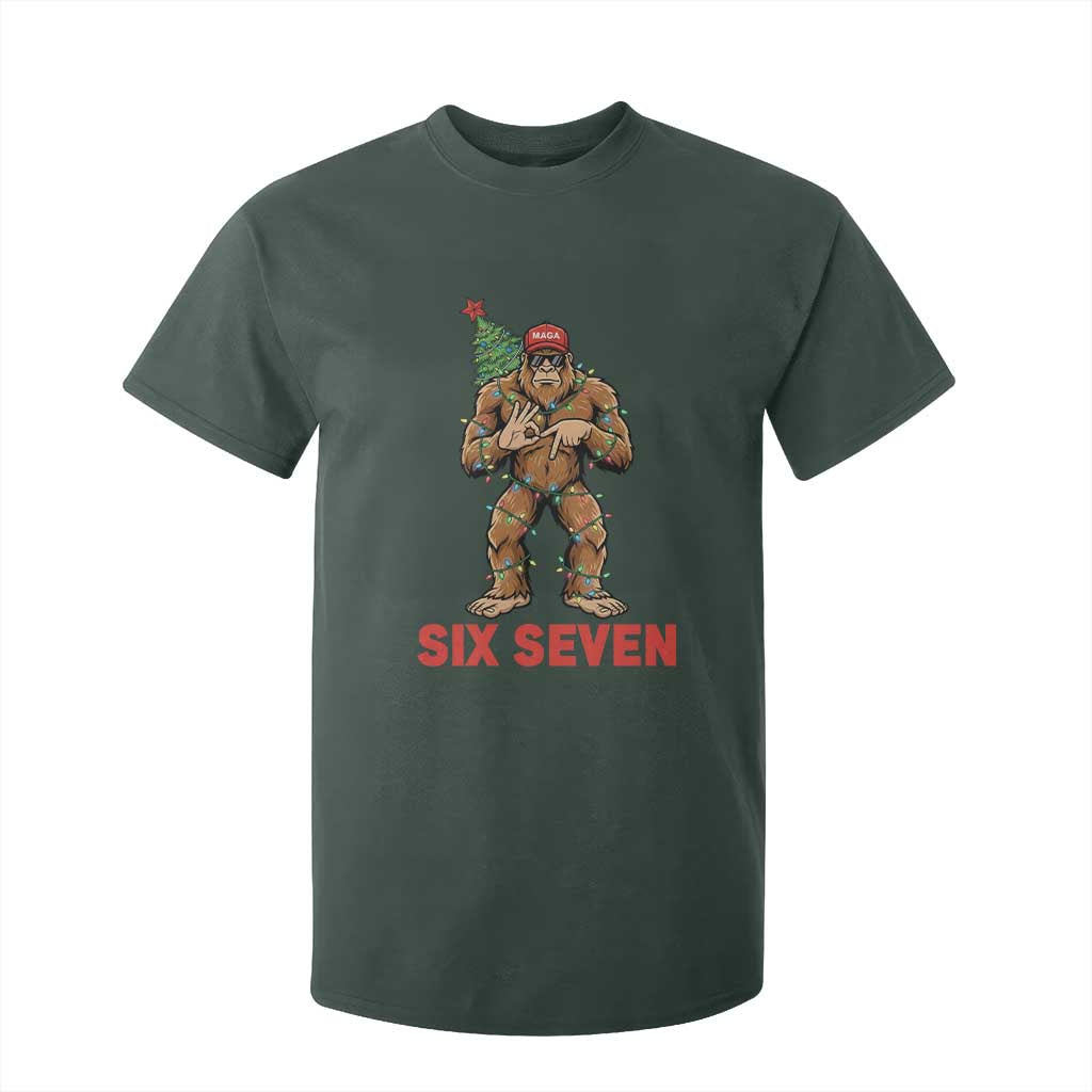 67 Six Seven T Shirt For Kid Funny Bigfoot Trump Support Christmas TS14 Dark Forest Green Print Your Wear