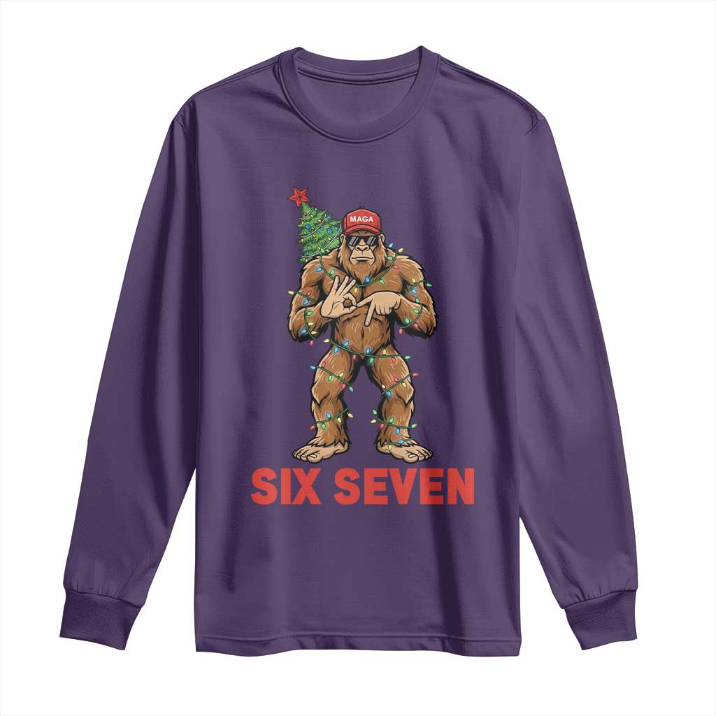 67 Six Seven Long Sleeve Shirt Funny Bigfoot Trump Support Christmas TS14 Purple Print Your Wear