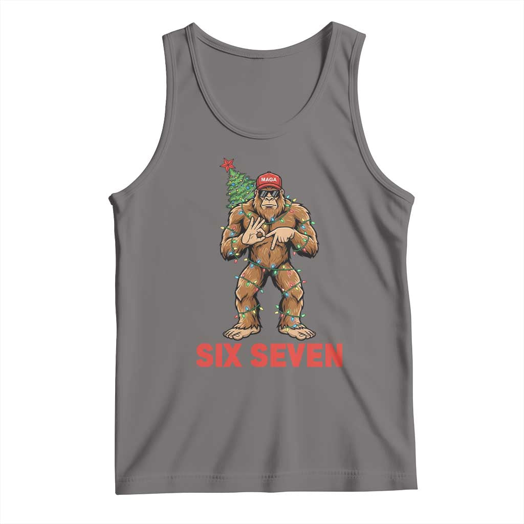 67 Six Seven Tank Top Funny Bigfoot Trump Support Christmas TS14 Deep Heather Print Your Wear