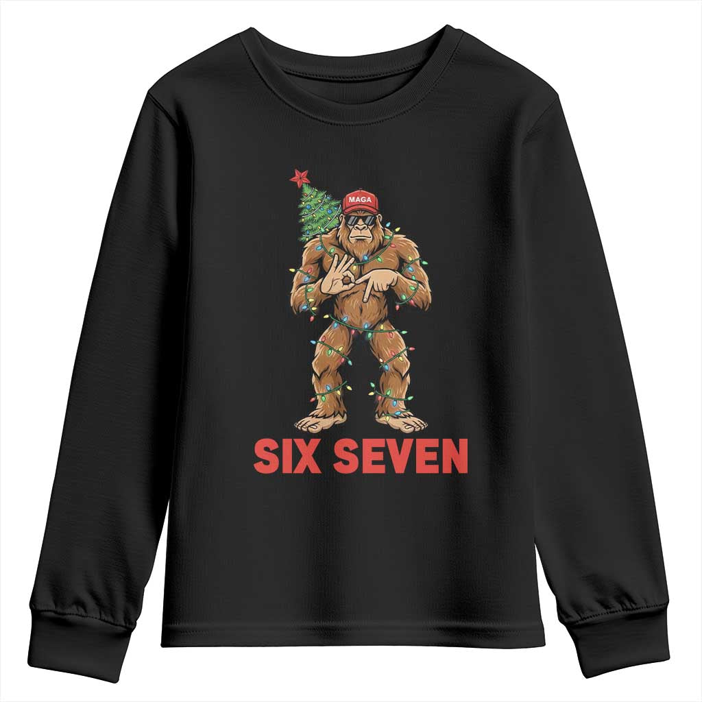 67 Six Seven Youth Sweatshirt Funny Bigfoot Trump Support Christmas TS14 Black Print Your Wear