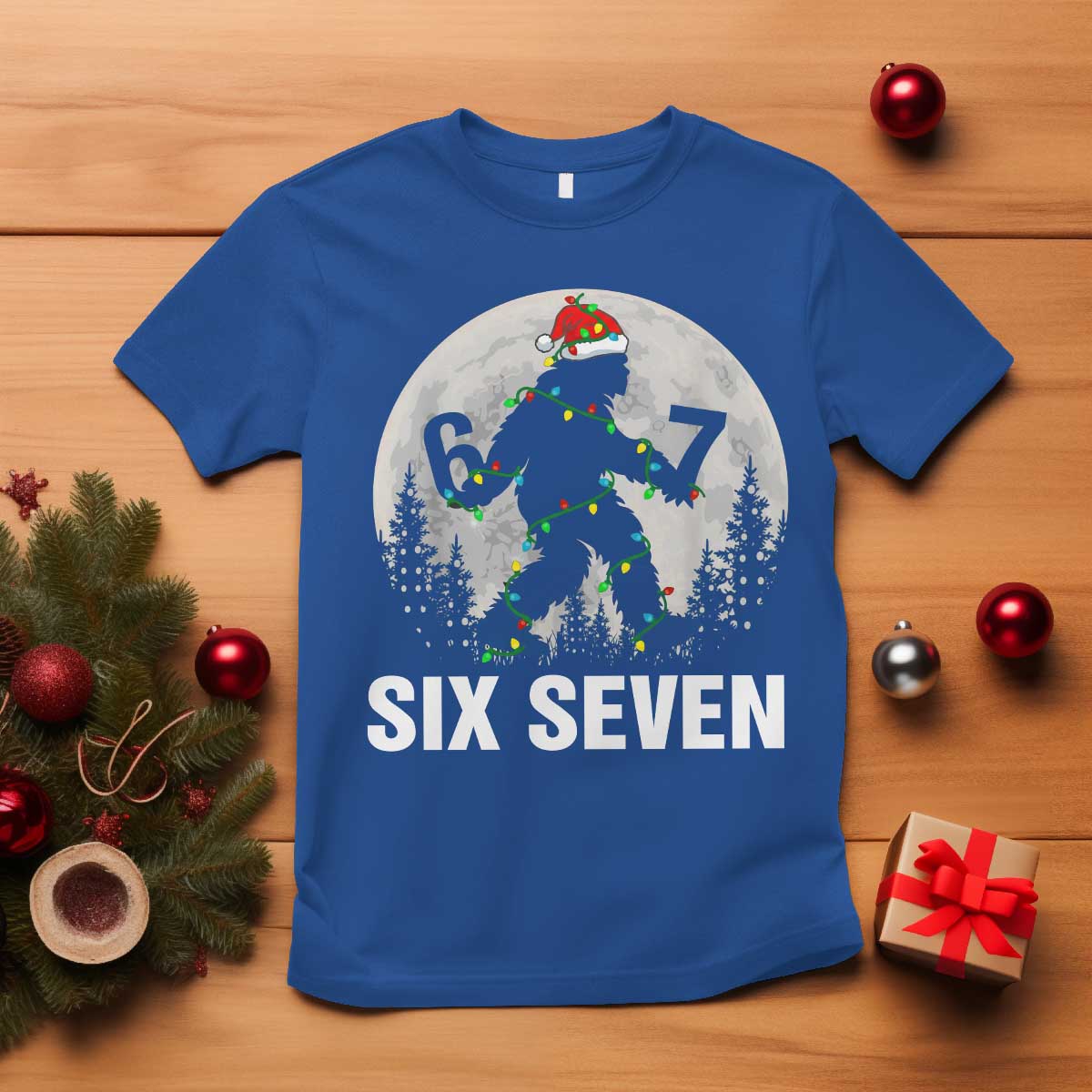 67 Six Seven T Shirt Funny Bigfoot Christmas Sasquatch Moon TS14 Royal Blue Print Your Wear