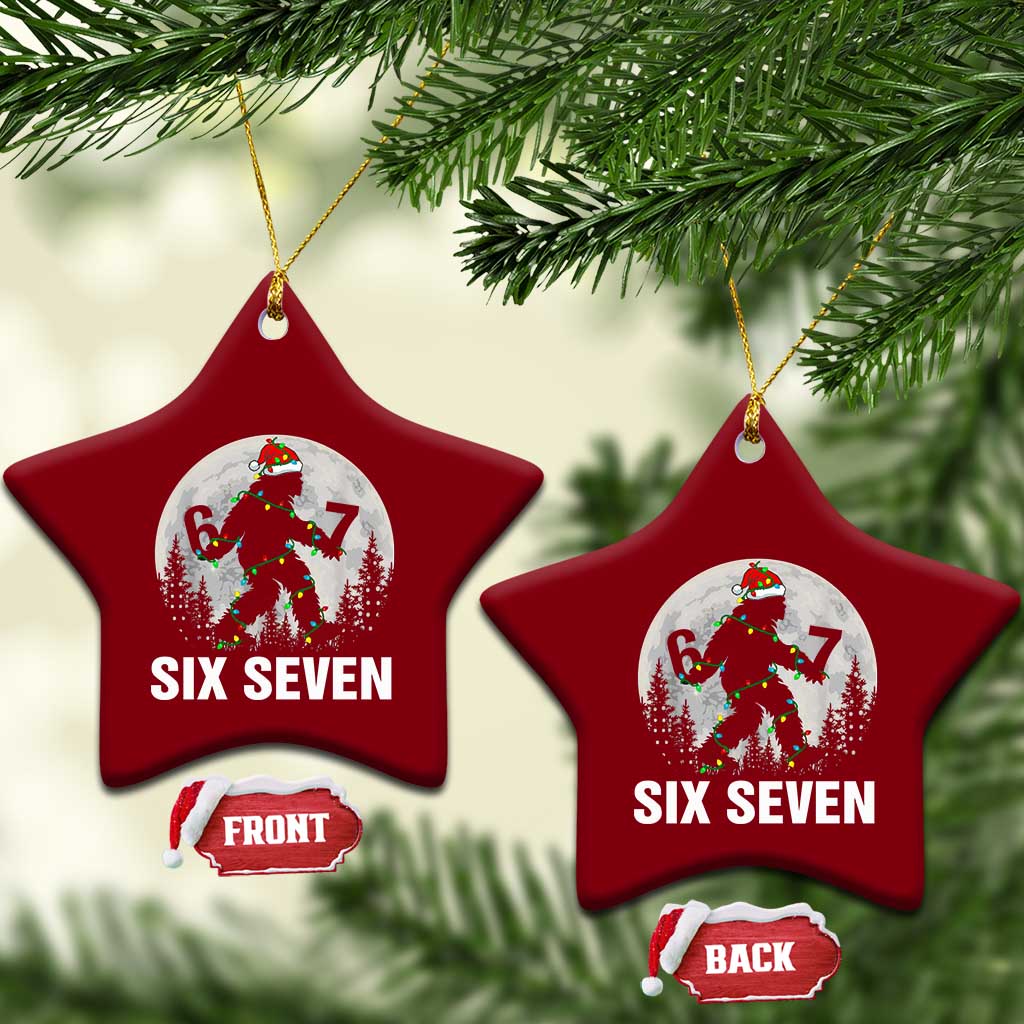 67 Six Seven Ceramic Ornament Funny Bigfoot Xmas Sasquatch Moon TS14 Print Your Wear