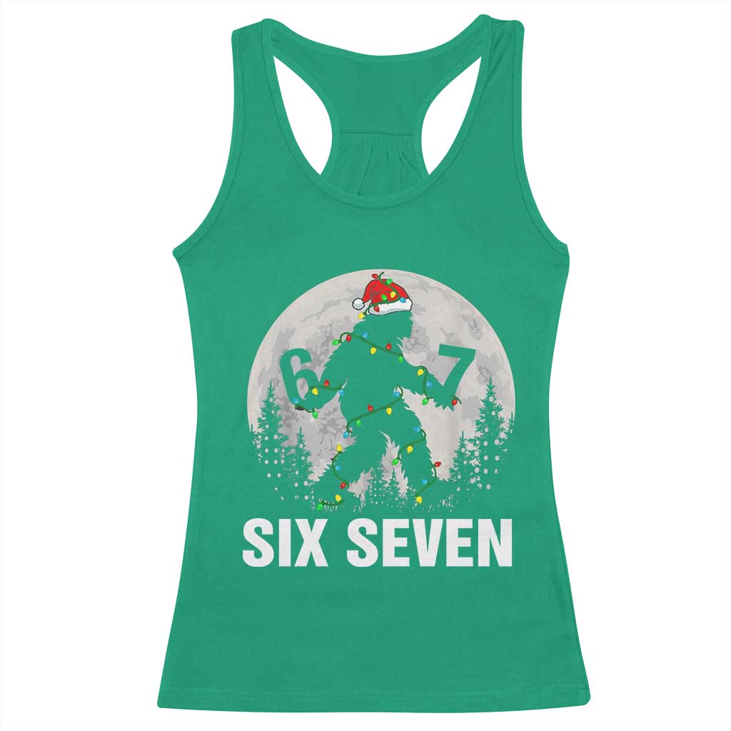 67 Six Seven Racerback Tank Top Funny Bigfoot Christmas Sasquatch Moon TS14 Irish Green Print Your Wear