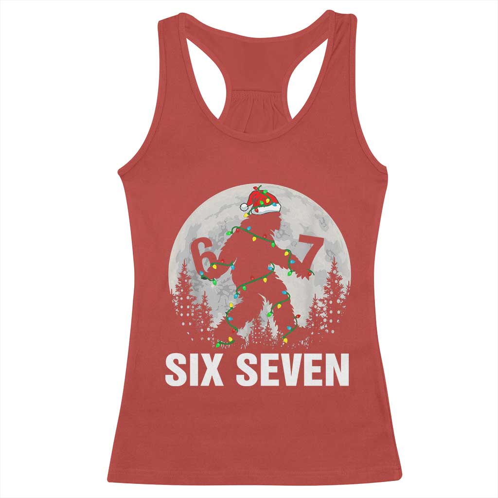 67 Six Seven Racerback Tank Top Funny Bigfoot Christmas Sasquatch Moon TS14 Red Print Your Wear