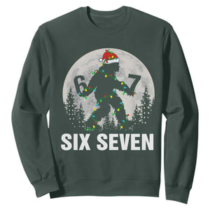 67 Six Seven Sweatshirt Funny Bigfoot Christmas Sasquatch Moon TS14 Dark Forest Green Print Your Wear