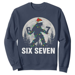 67 Six Seven Sweatshirt Funny Bigfoot Christmas Sasquatch Moon TS14 Navy Print Your Wear