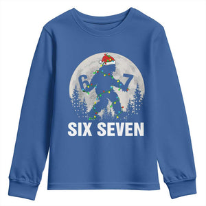 67 Six Seven Youth Sweatshirt Funny Bigfoot Christmas Sasquatch Moon TS14 Royal Blue Print Your Wear