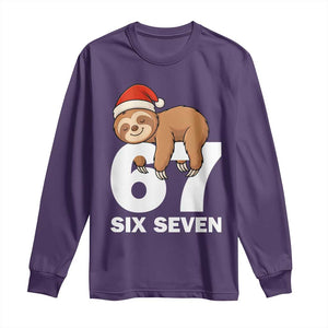 67 Six Seven Long Sleeve Shirt Funny Sloth Christmas TS14 Purple Print Your Wear