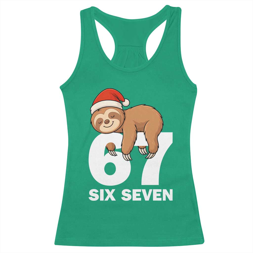 67 Six Seven Racerback Tank Top Funny Sloth Christmas TS14 Irish Green Print Your Wear