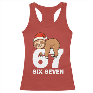 67 Six Seven Racerback Tank Top Funny Sloth Christmas TS14 Red Print Your Wear