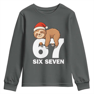 67 Six Seven Youth Sweatshirt Funny Sloth Christmas TS14 Dark Heather Print Your Wear
