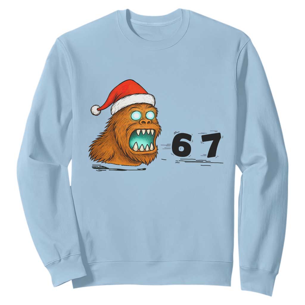 67 Six Seven Sweatshirt Funny Bigfoot Christmas TS14 Light Blue Print Your Wear