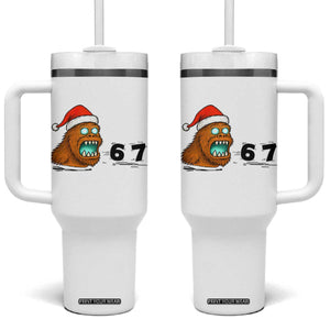 67 Six Seven Tumbler With Handle Funny Bigfoot Christmas TS14 One Size: 40 oz White Print Your Wear